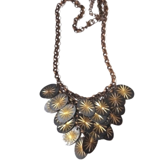 Bronze chain with black oval dangles Starburst motif vintage 9.00 with bundle - Picture 1 of 4